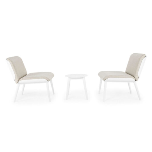 Dwa krzesła ze stolikiem Isola WG20 białe