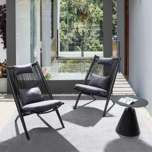 Zestaw ogrodowy Acri dwa fotele stolik kawowy D50 czarny